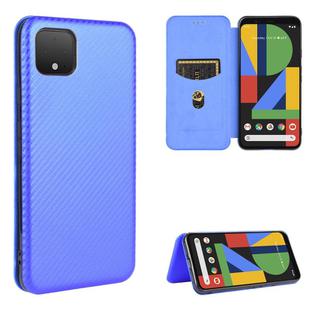 For Google Pixel 4 Carbon Fiber Texture Horizontal Flip TPU + PC + PU Leather Case with Card Slot(Blue)