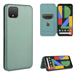 For Google Pixel 4 Carbon Fiber Texture Horizontal Flip TPU + PC + PU Leather Case with Card Slot(Green)