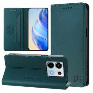 For Xiaomi Poco X6 5G / Redmi Note 13 Pro 5G RC01 Dual-Folded Magnetic Suction RFID Leather Phone Case(Dark Green)