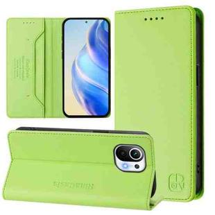 For Xiaomi Mi 11 RC01 Dual-Folded Magnetic Suction RFID Leather Phone Case(Grass Green)