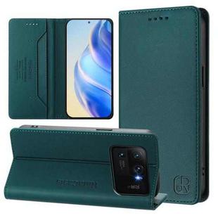 For Xiaomi Mi 11 Ultra RC01 Dual-Folded Magnetic Suction RFID Leather Phone Case(Dark Green)