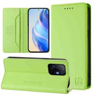 For Xiaomi 11T / 11T Pro RC01 Dual-Folded Magnetic Suction RFID Leather Phone Case(Grass Green)