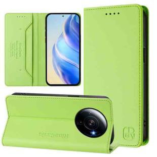 For Xiaomi 12S Ultra RC01 Dual-Folded Magnetic Suction RFID Leather Phone Case(Grass Green)