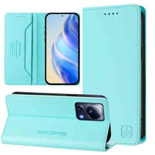 For Xiaomi 13 Lite 5G / Civi 2 RC01 Dual-Folded Magnetic Suction RFID Leather Phone Case(Mint Green)