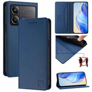 For Xiaomi Poco X6 Neo 5G RC01 Dual-Folded Magnetic Suction RFID Leather Phone Case(Dark Blue)