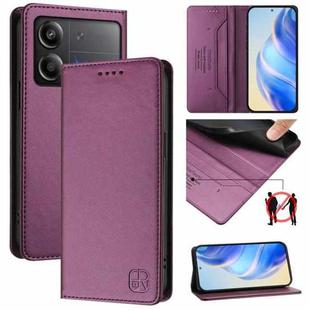 For Xiaomi Poco X6 Neo 5G RC01 Dual-Folded Magnetic Suction RFID Leather Phone Case(Violet)