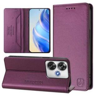 For Xiaomi Poco F6 5G RC01 Dual-Folded Magnetic Suction RFID Leather Phone Case(Violet)