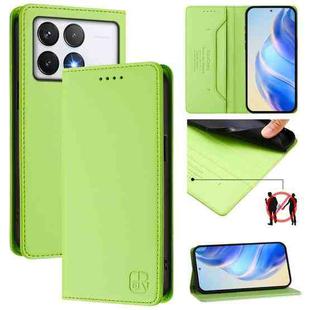 For Xiaomi Poco F6 Pro 5G RC01 Dual-Folded Magnetic Suction RFID Leather Phone Case(Grass Green)