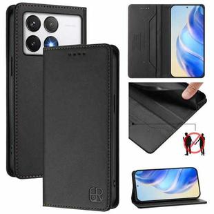 For Xiaomi Poco F6 Pro 5G RC01 Dual-Folded Magnetic Suction RFID Leather Phone Case(Black)