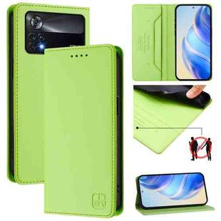 For Xiaomi Poco X4 Pro 5G RC01 Dual-Folded Magnetic Suction RFID Leather Phone Case(Grass Green)