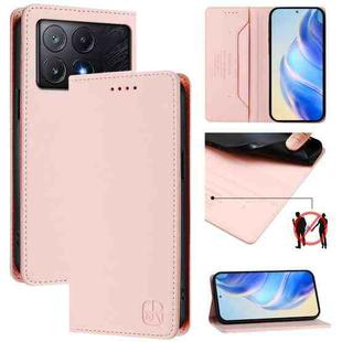 For Xiaomi Poco X6 Pro / Redmi K70E RC01 Dual-Folded Magnetic Suction RFID Leather Phone Case(Pink)