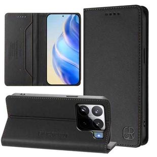 For Xiaomi 15S Pro RC01 Dual-Folded Magnetic Suction RFID Leather Phone Case(Black)