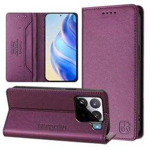 For Xiaomi 15S Pro RC01 Dual-Folded Magnetic Suction RFID Leather Phone Case(Violet)