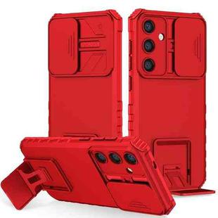 For Samsung Galaxy S24 FE 5G Stereoscopic Holder Sliding Camshield Phone Case(Red)