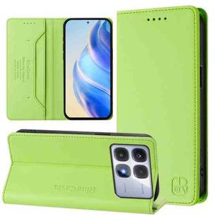 For Redmi K70 Ultra 5G Global RC01 Dual-Folded Magnetic Suction RFID Leather Phone Case(Grass Green)