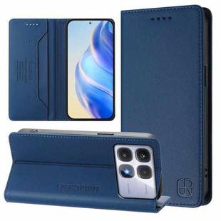 For Redmi K70 Ultra 5G Global RC01 Dual-Folded Magnetic Suction RFID Leather Phone Case(Dark Blue)