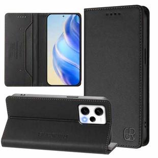 For Redmi Note 12 Explorer RC01 Dual-Folded Magnetic Suction RFID Leather Phone Case(Black)