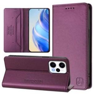 For Redmi Note 12 Turbo 5G / Xiaomi Poco F5 RC01 Dual-Folded Magnetic Suction RFID Leather Phone Case(Violet)