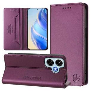 For Redmi Note 13 4G Global RC01 Dual-Folded Magnetic Suction RFID Leather Phone Case(Violet)