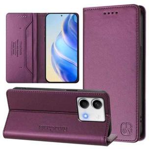 For Redmi Note 13 5G Global RC01 Dual-Folded Magnetic Suction RFID Leather Phone Case(Violet)