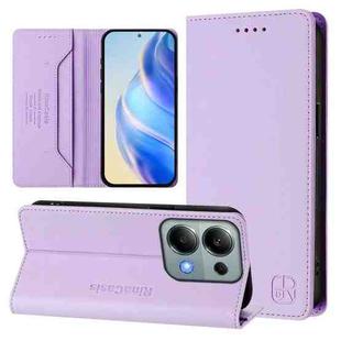 For Redmi Note 13 Pro 4G Global RC01 Dual-Folded Magnetic Suction RFID Leather Phone Case(Light Purple)