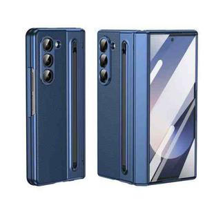 For Samsung Galaxy Z Fold5 Integrated PC + PU Phone Case with Pen / Pen Box(Blue)