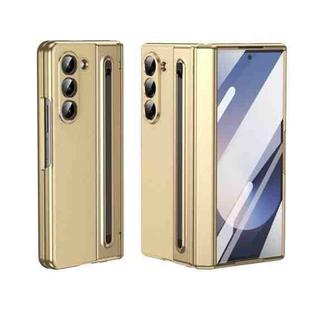 For Samsung Galaxy Z Fold5 Integrated PC + PU Phone Case with Pen / Pen Box(Gold)