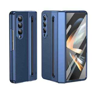 For Samsung Galaxy Z Fold4 Integrated PC + PU Phone Case with Pen / Pen Box(Blue)