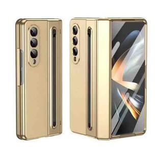 For Samsung Galaxy Z Fold4 Integrated PC + PU Phone Case with Pen / Pen Box(Gold)