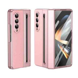 For Samsung Galaxy Z Fold4 Integrated PC + PU Phone Case with Pen / Pen Box(Pink)