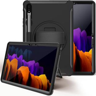 For Samsung Galaxy Tab S8 / Galaxy Tab S7 (2020) T870 360 Degree Rotation PC+TPU Protective Cover with Holder & Hand Strap(Black)