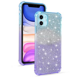 For iPhone 11 Gradient Glitter Powder Shockproof TPU Protective Case(Blue Purple)