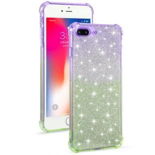 For iPhone 8 / 7 Gradient Glitter Powder Shockproof TPU Protective Case(Purple Green)