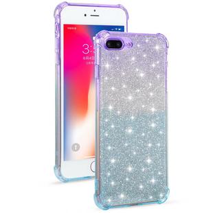 For iPhone 8 / 7 Gradient Glitter Powder Shockproof TPU Protective Case(Purple Blue)