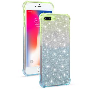 For iPhone 8 / 7 Gradient Glitter Powder Shockproof TPU Protective Case(Green Blue)