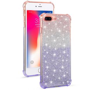 For iPhone 8 / 7 Gradient Glitter Powder Shockproof TPU Protective Case(Orange Purple)