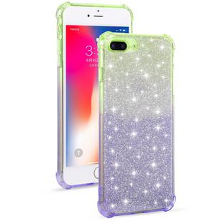 For iPhone 8 / 7 Gradient Glitter Powder Shockproof TPU Protective Case(Green Purple)