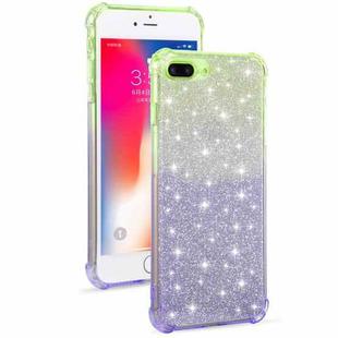 For iPhone 8 Plus / 7 Plus Gradient Glitter Powder Shockproof TPU Protective Case(Green Blue)