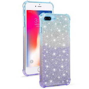 For iPhone 8 Plus / 7 Plus Gradient Glitter Powder Shockproof TPU Protective Case(Blue Purple)