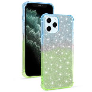 For iPhone 12 / 12 Pro Gradient Glitter Powder Shockproof TPU Protective Case(Blue Green)