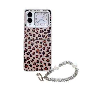 For Huawei nova Flip Feather Leopard Pattern Integrated Phone Case with Bracelet(Brown)