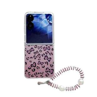 For Xiaomi Mix Flip Feather Leopard Pattern Integrated Phone Case with Bracelet(Purple)