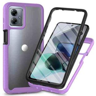 For Motorola Moto G14 Starry Sky Solid Color Series PC + TPU Phone Case with PET Film(Purple)