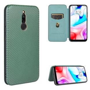 For Xiaomi Redmi 8 Carbon Fiber Texture Horizontal Flip TPU + PC + PU Leather Case with Card Slot(Green)