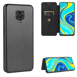 For Xiaomi Redmi Note 9S Carbon Fiber Texture Horizontal Flip TPU + PC + PU Leather Case with Card Slot(Black)