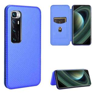 For Xiaomi Mi 10 Ultra Carbon Fiber Texture Horizontal Flip TPU + PC + PU Leather Case with Card Slot(Blue)