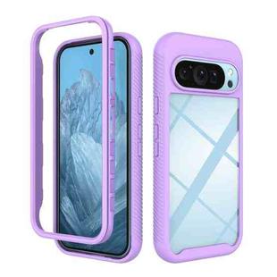 For Google Pixel 9 / 9 Pro Starry Sky Solid Color Shockproof TPU Clear PC Phone Case(Purple)