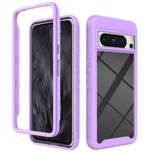 For Google Pixel 8 Pro Starry Sky Solid Color Shockproof TPU Clear PC Phone Case(Purple)