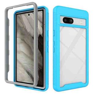 For Google Pixel 7a Starry Sky Solid Color Shockproof TPU Clear PC Phone Case(Sky Blue)