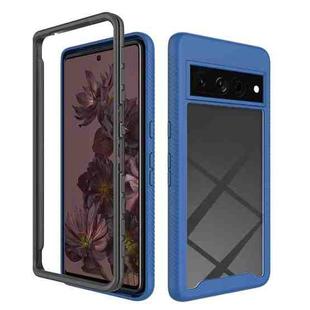 For Google Pixel 7 Pro Starry Sky Solid Color Shockproof TPU Clear PC Phone Case(Dark Blue)